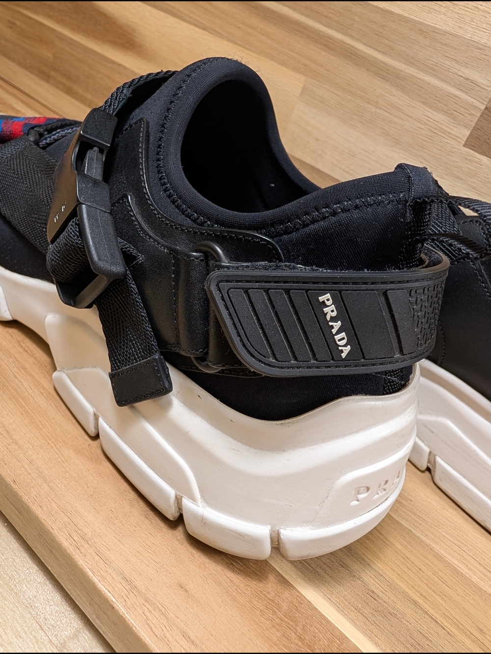 Prada Black Multicolor Strap Sneakers Made in Italy
